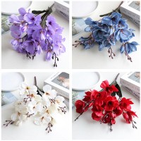 Houseeker 5 Forks 20 Heads Magnolia Flowers Simulation Bouquet Silk Artificial Flower Home Table Living Room Decor Photography Wedding New Year Decoration